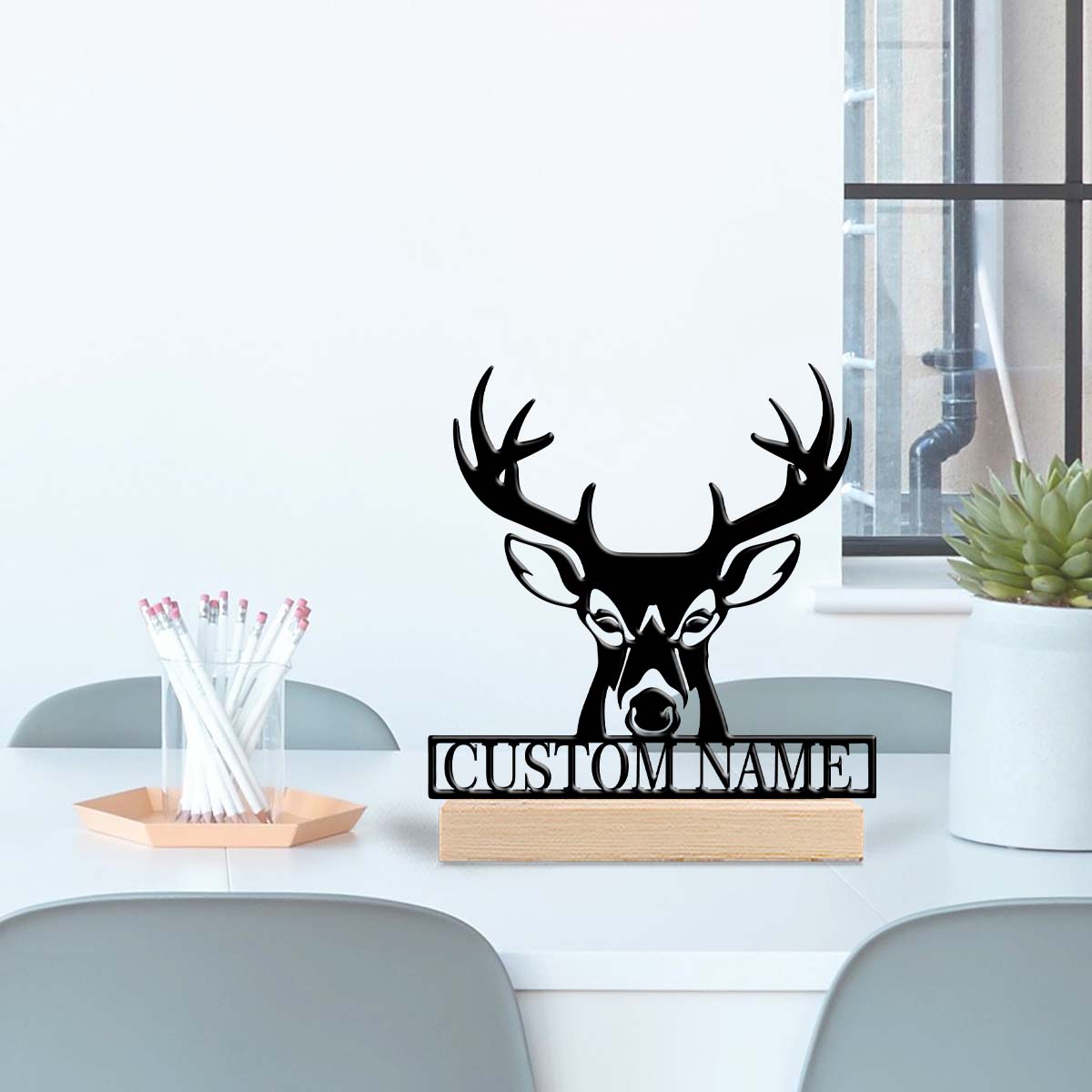 Desktop Laser Engraver - 1 buah Ornamen Meja Besi Personalisasi
