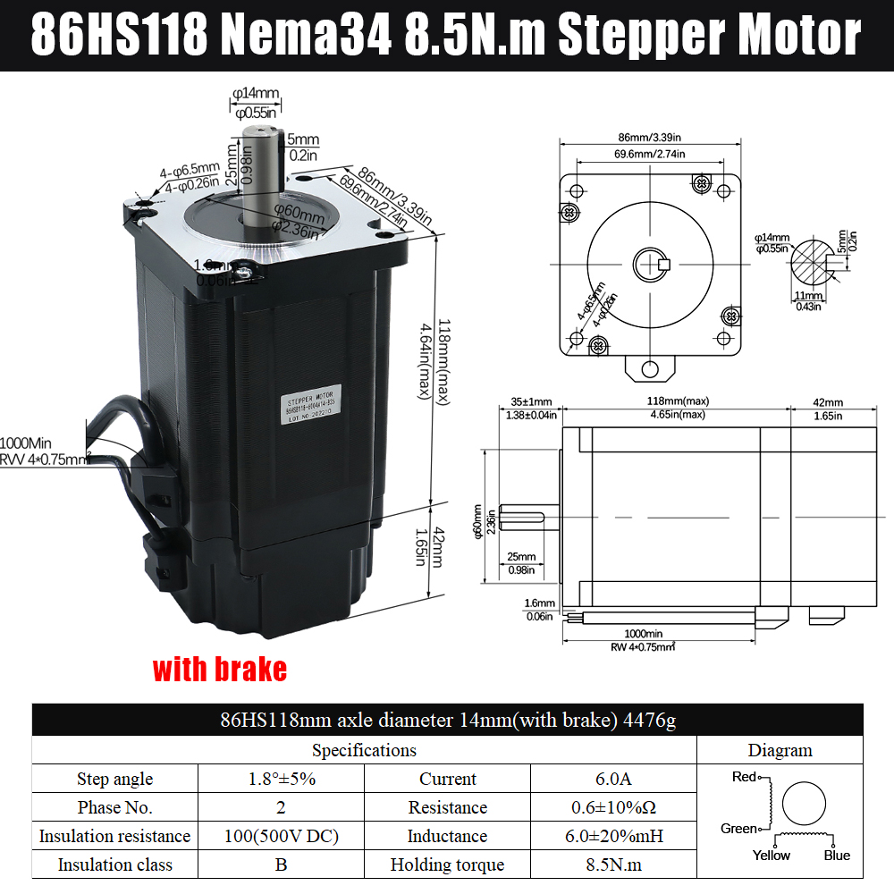 MHCNC Nema34 118mm 8.5Nm Kit M - Stepper Driver Cnc ulasan dan harga
