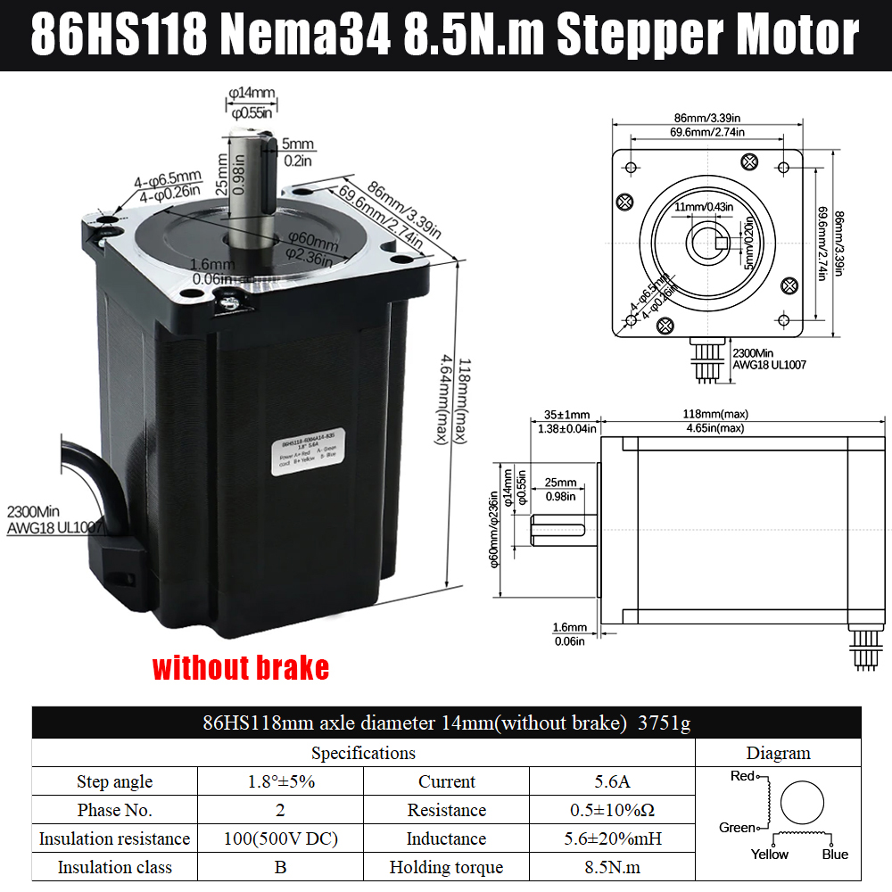 MHCNC Nema34 118mm 8.5Nm Kit M - Stepper Driver Cnc ulasan dan harga